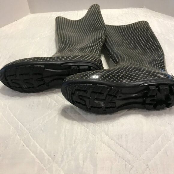 143 Girl Womens Black & White Houndstooth Pull On‎ Rain Boots Size 7 - Picture 3 of 4